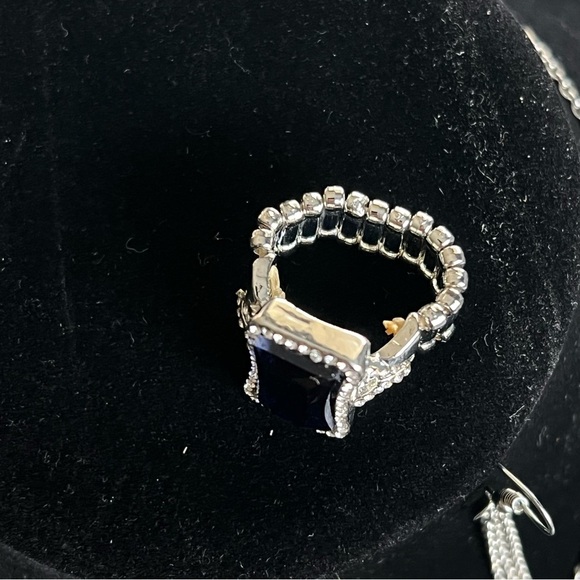 Blue stone Jewelry Set, Necklace, Earrings and Cocktail Ring - Picture 5 of 15